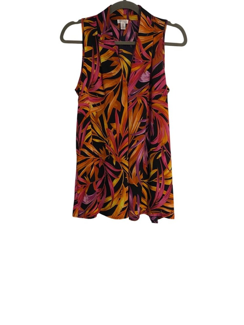 Spense Women's M Multicolor Top Tropical Print Sleeveless Tunic Vibrant Flowy